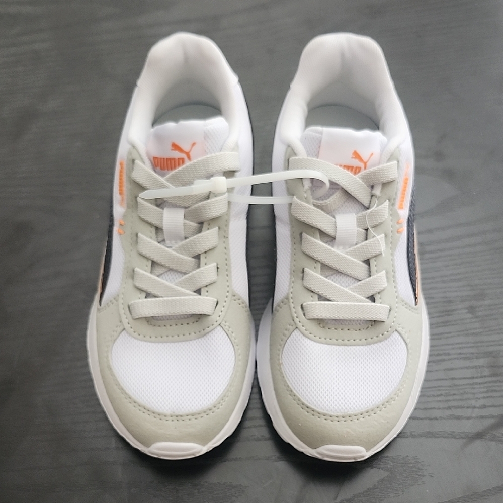 Puma Kids Sneakers - White, Gray, and Orange